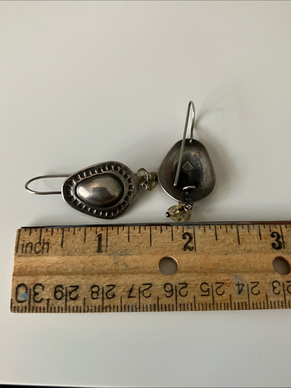 Silpada Sterling-Style Teardrop Earrings with Citrine Chip Drops - Picture 3 of 6